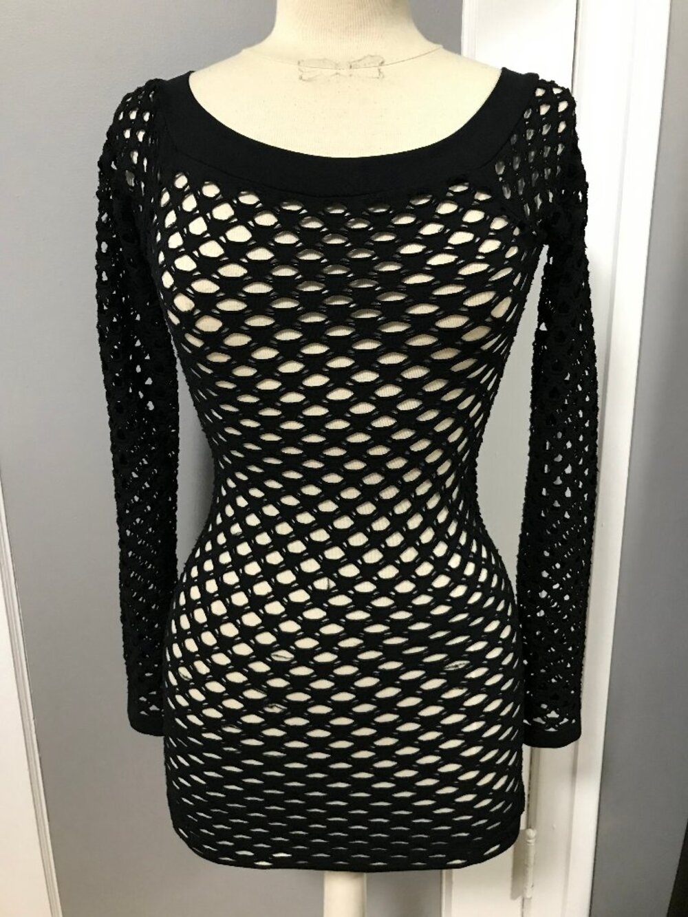 Y2K Goth Punk Emo Black Fishnet Top Shirt SMALL MEDIUM Candy Couture